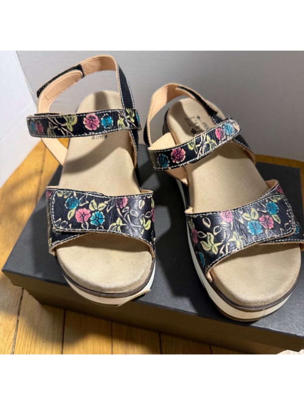 Spring Step L'Artiste Clara Womens Sandals EU38 Floral Leather Comfort Walking - Picture 7 of 16